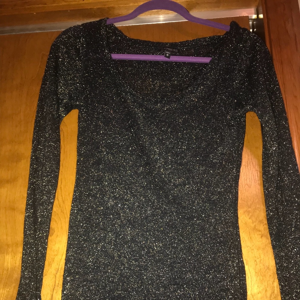 Express long sleeve black/gold glitter